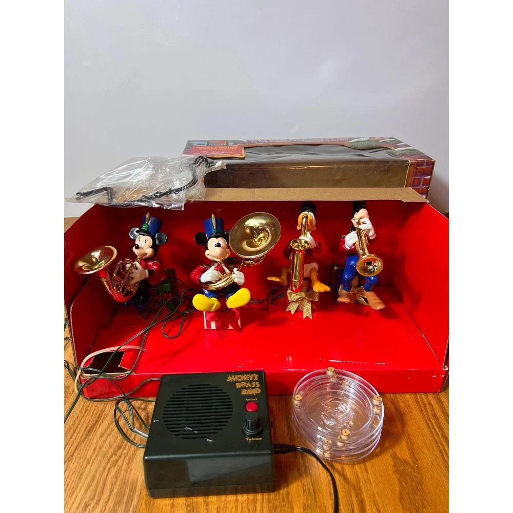 1995 Mr Christmas Mickey Mouse Brass Band Disney Animated Complete Box Works